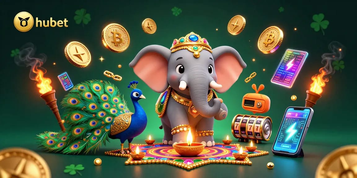 Experience hubet's exciting offerings with a vibrant portrayal of casino delights and crypto elements.