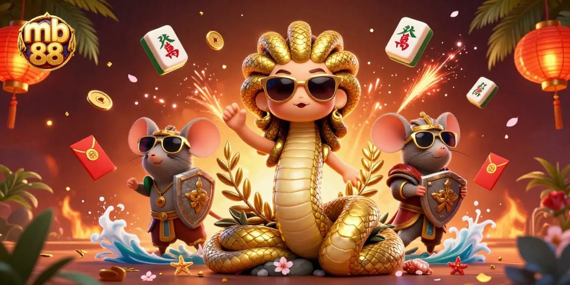 Khám phá trò chơi mạo hiểm tại mb 88 với các nhân vật hoạt hình 3D đầy màu sắc và các biểu tượng may mắn.