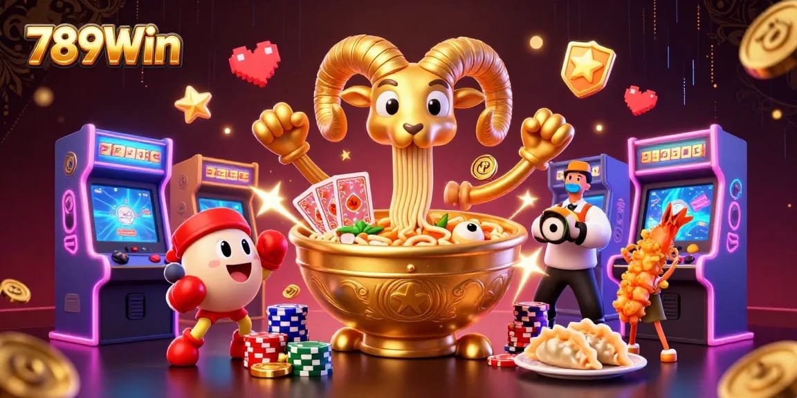Experience vibrant gaming with 789Win, a grand 3D casino illustration showcasing dynamic characters.