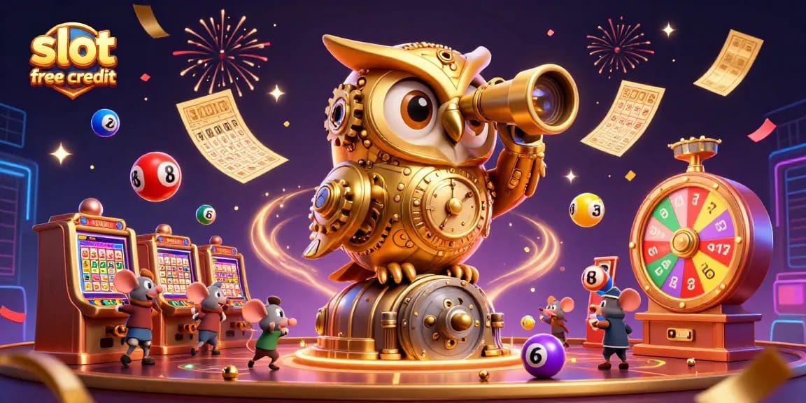Enjoy thrilling slot free credit promotions with a vibrant 3D casino illustration.