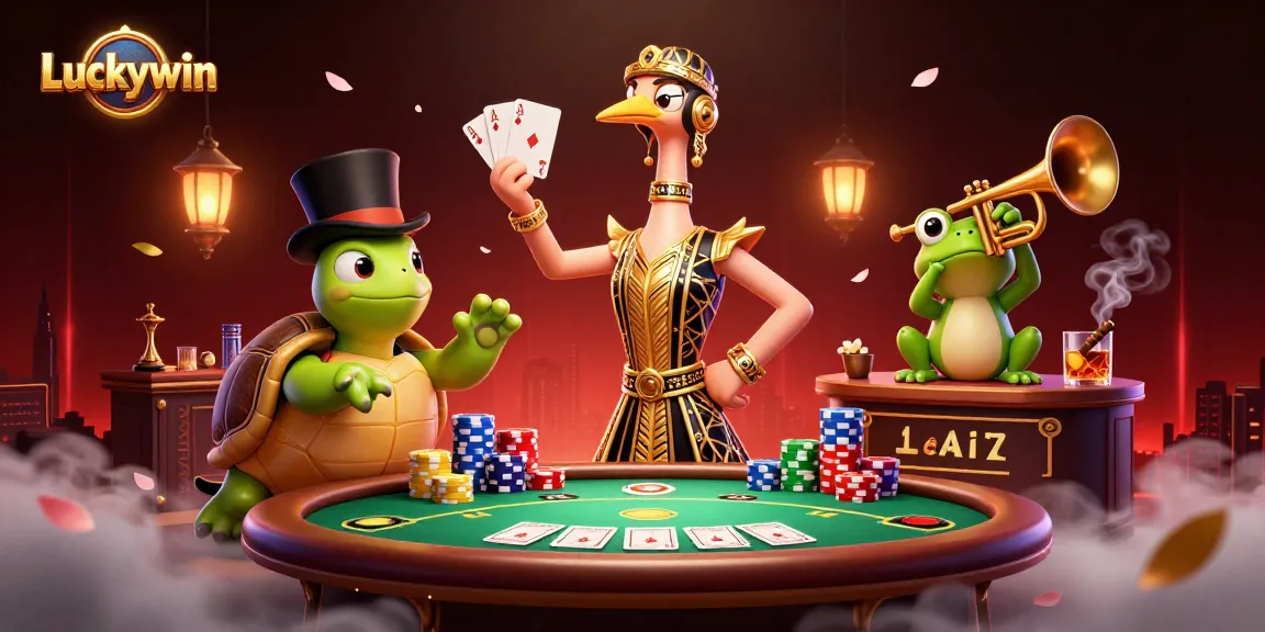 Experience the thrill of Luckywin with vibrant characters and dynamic gaming elements in a 3D casino setting.