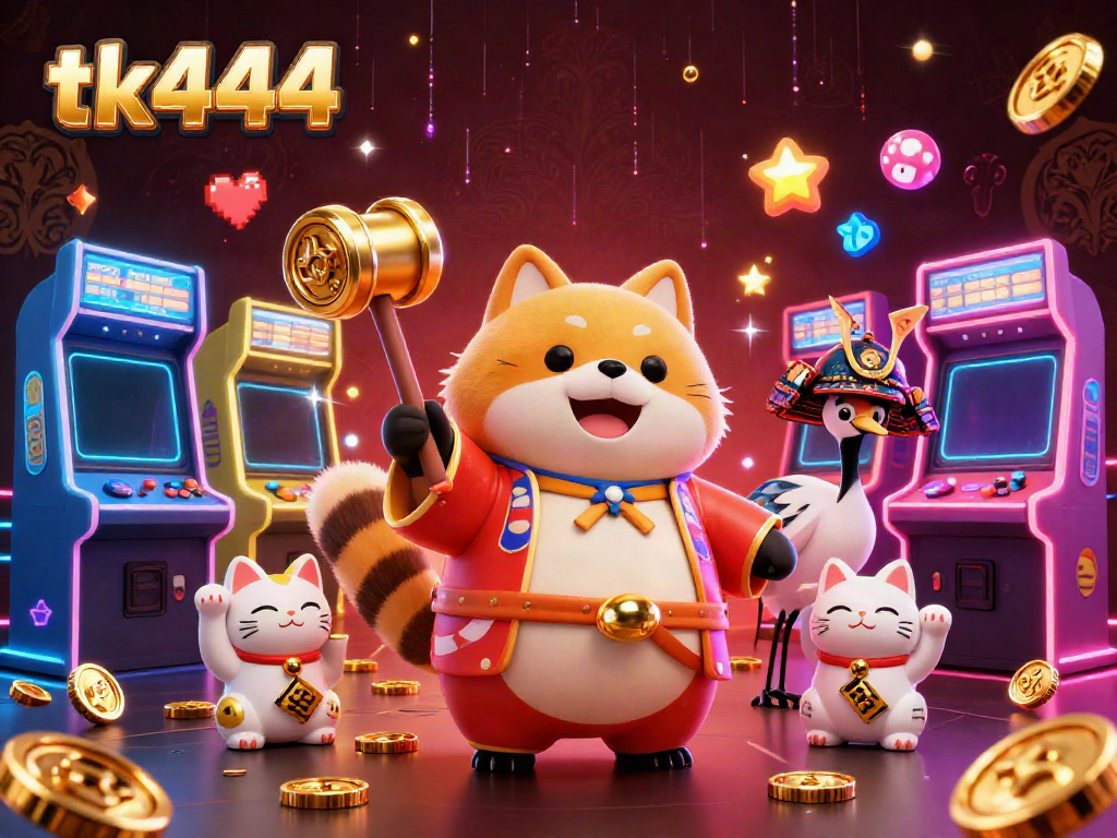 Witness the vibrant world of tk444, where cheerful cartoon characters celebrate gaming victories and luck.