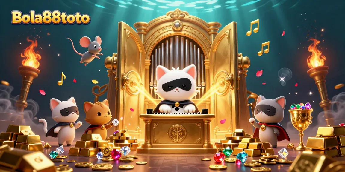 Experience the excitement of winnings at Bola88toto with a vibrant casino-themed illustration featuring a phantom cat.