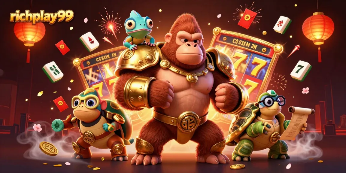 Experience richplay99 with vibrant slot action and colorful characters in a lively casino scene.
