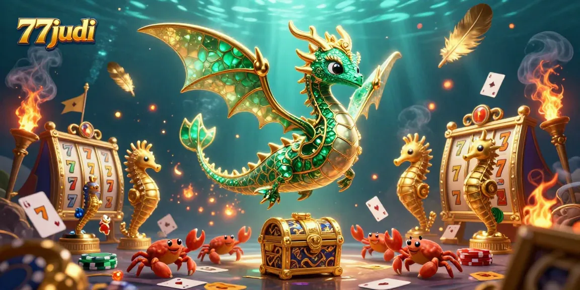 Experience the excitement of 77judi's vibrant casino with epic treasures and captivating game elements.