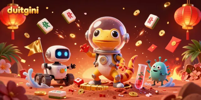 Experience the excitement of DuitGini as a Martian gecko discovers a golden casino under Mars sands.