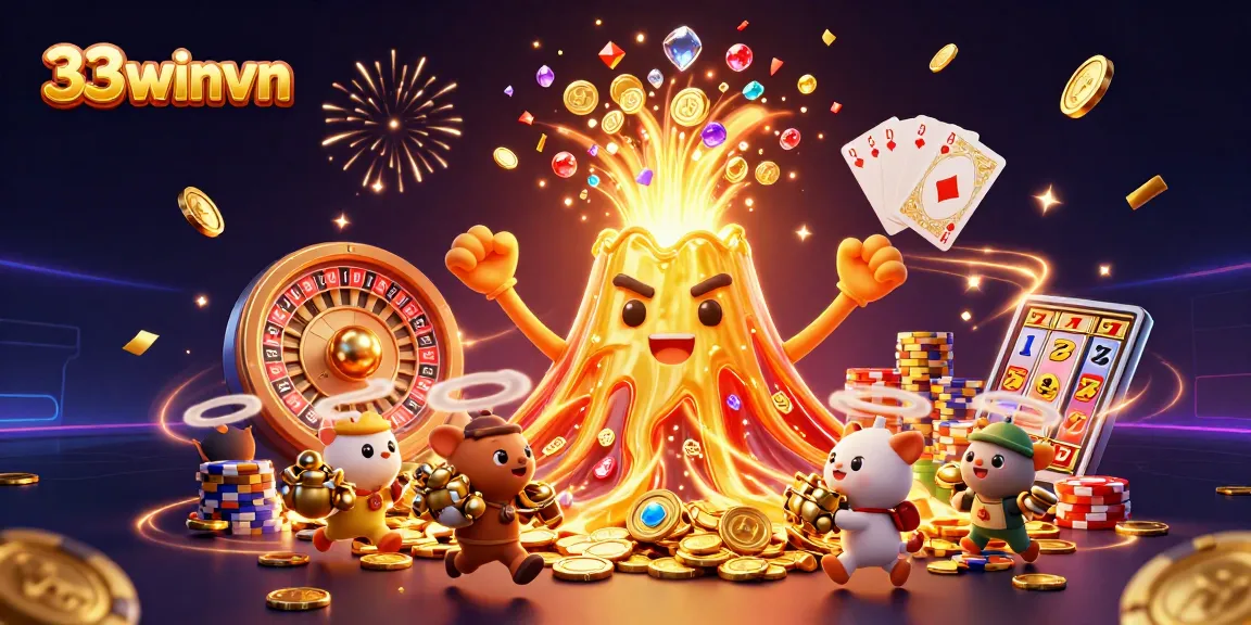 Experience wins galore with 33winvn featuring lively treasures erupting from a golden volcano.