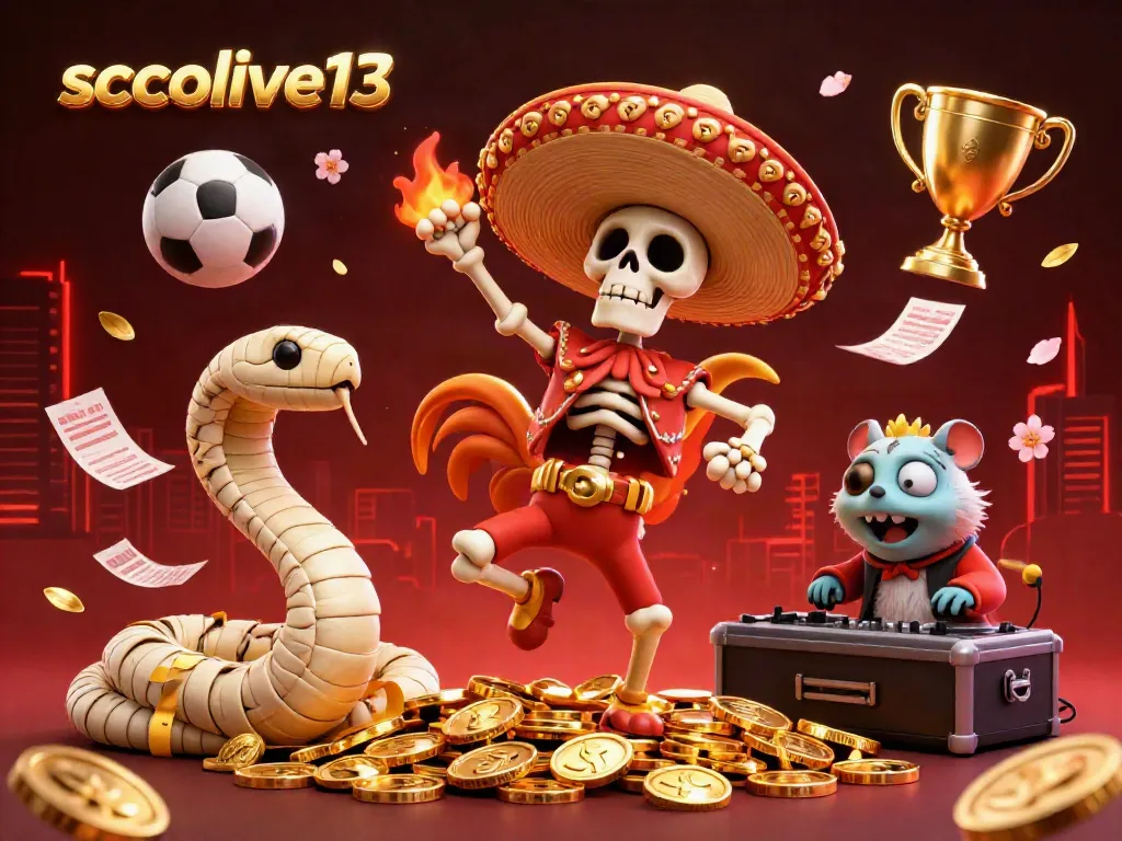 Socolive13 showcases an energetic scene of sports betting with thrilling characters dancing on golden coins, featuring animated betting elements.