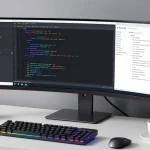 gi8 com software development in a cutting-edge developer workspace with modern tech.